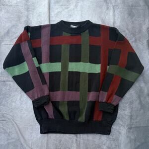 Men's Vintage 90's The Design Crew Navy Blue Knit Crewneck Pullover Sweater XL